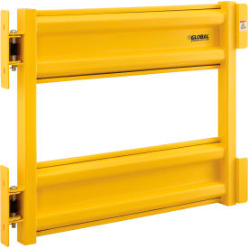 Global Industrial™ Self-Closing 2 Rib Guard Rail Safety Gate Safety Yellow Post Mount