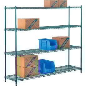 Nexel® 4 Shelf Poly-Green® Wire Shelving Unit Starter 72""W x 14""D x 63""H
