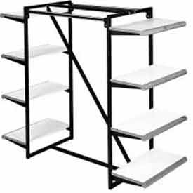 Double Hangrail Frame w/ 8-24"" Almond Shelves 1"" Square Tubing - Matte Black Frame