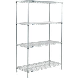 Nexel® 4 Shelf Poly-Z-Brite® Wire Shelving Unit Starter 54""W x 14""D x 86""H