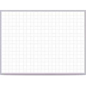 Ghent 2"" x 2"" Grid Graphic Whiteboard - Magnetic Steel Surface - 4' x 8' - Silver Frame