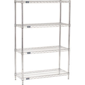 Nexel® 4 Shelf Chrome Wire Shelving Unit Starter 42""W x 14""D x 63""H