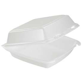 DART® DCC85HT1 Foam Hinged Food Container 1 Compartment White 200/Carton
