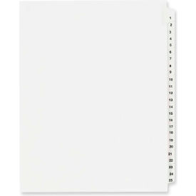 Avery Side Tab Legal Exhibit Index Divider 1 to 25 8.5""x11"" 1 Tab/25 Sets White/White