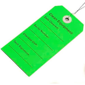 Clean Equipment Tags 2-5/16""L x 4-3/4""W Green 500/Pack