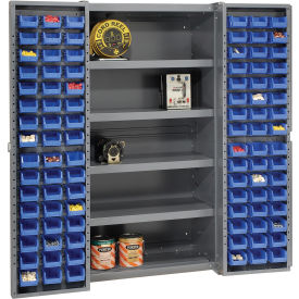 Global Industrial™ Bin Cabinet Deep Door 96 BL Bin Shelves 16 Ga. Assembled Cabinet 38x24x72