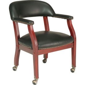 Boss Conference Chair with Arms and Casters - Vinyl - Black