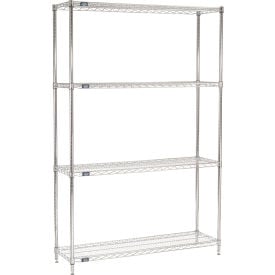 Nexel® 4 Shelf Chrome Wire Shelving Unit Starter 48""W x 14""D x 74""H