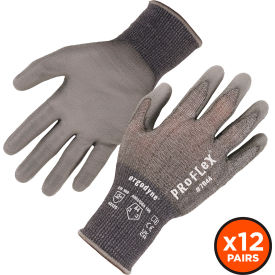 Ergodyne® Proflex 7044 Cut Resistant Gloves Polyurethane Coated ANSI A4 2XL Gray 12 Pairs