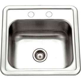 Houzer® 1515-6BS-1 Drop In Stainless Steel 2-Holes Bar/Prep Sink