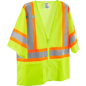 Global Industrial™ Class 3 Hi-Vis Safety Vest 4 Pockets Two-Tone Mesh Lime 2XL/3XL
