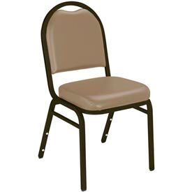 NPS Banquet Stacking Chair - 2"" Vinyl Seat - Dome Back - Beige Seat with Brown Frame