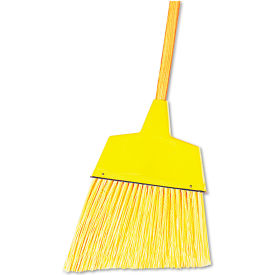 Angler Broom Flagged Plastic Bristles 42"" Wood Handle Yellow - BWK932AEA