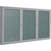 Ghent Enclosed Bulletin Board Outdoor 3 Door 96""W x 48""H Stone Vinyl/Silver Frame