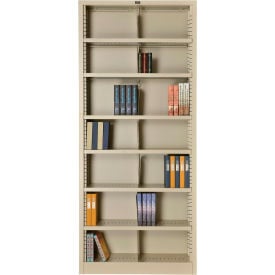Interion® All Steel Bookcase 36""W x 12""D x 84""H Putty 7 Openings