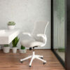 Flash Furniture Mesh Ergonomic Task Office Chair with White Frame and Flip-Up Arms - Light Gray