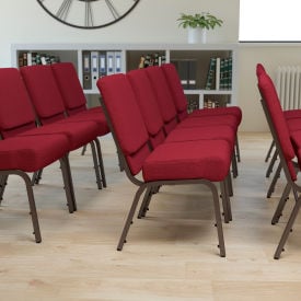 Flash Furniture 21''W Stacking Church Chair - Fabric - Burgundy - Hercules Series
