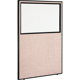 Interion® Office Partition Panel With Partial Window 48-1/4""W x 72""H Tan