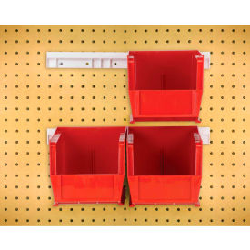 Quantum HNS230 Hang & Stack Bins w/Two 12"" Rails Four Bins 5-1/2""W x 10-7/8""D x 5""H Red