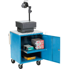Global Industrial™ Audio Visual Cart w/ Lockable Cabinet 500 Lb. Capacity Blue