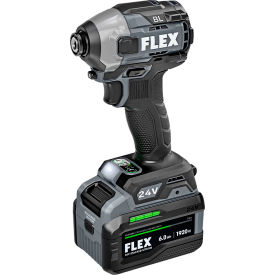 Flex 1/4"" Quick Eject Hex Impact Driver Kit w/ Multi Mode Stacked Lithium Battery 24V 6.0Ah