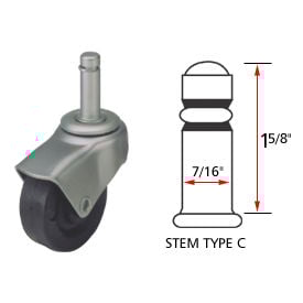 Algood Deluxe Series Chair Caster with Hard Rubber Wheel S0722-437SX1 5/16-UT-BB - Stem Type C