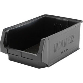 Quantum Plastic Magnum Stacking Bin 12""W x 20""D x 8""H Black
