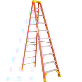 Werner 10' Fiberglass Step Ladder w/ Plastic Tool Tray 300 lb. Cap - 6210
