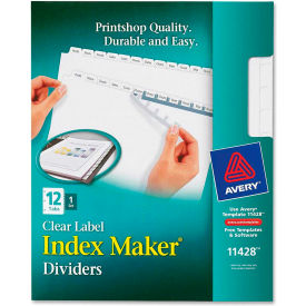 Avery Index Maker Clear Label Divider Print-on 12 Tabs White/White