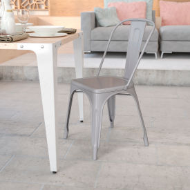 Flash Furniture Metal Indoor-Outdoor Stackable Chair - Silver