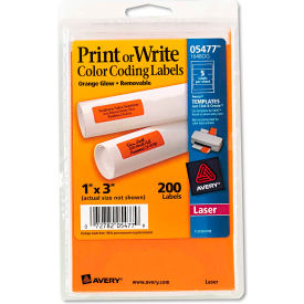 Avery® Print or Write Removable Color-Coding Laser Labels 1 x 3 Neon Orange 200/Pack