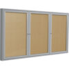 Ghent Enclosed Bulletin Board Outdoor 3 Door 72""W x 36""H Caramel Vinyl/Silver Frame