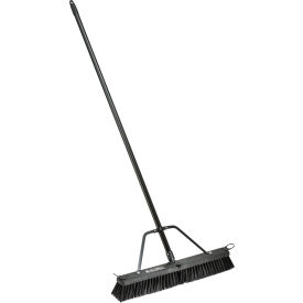 Global Industrial™ 24"" Push Broom W/ Plastic Block & Steel Handle Rough Sweep