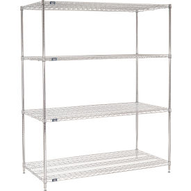 Nexel® 4 Shelf Chrome Wire Shelving Unit Starter 60""W x 30""D x 86""H