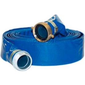 4""  x  100' PVC Lay Flat Discharge Hose Coupled w/ M x F Aluminum Short Shanks