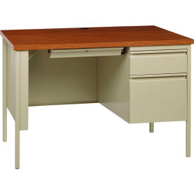Hirsh Industries® Steel Desk - Single Right Pedestal - 24 x 45 - Putty/Oak - HL10000 Series
