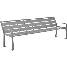 Global Industrial™ 8' Outdoor Horizontal Steel Slat Park Bench w/ Back Gray