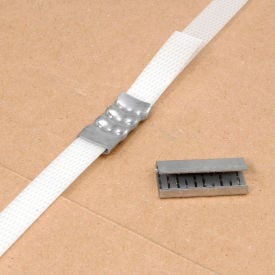 Pac Strapping Serrated Polyester Strapping Seals 1/2"" Strap Width Silver Pack of 1000