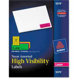 Avery® High-Visibility Laser Labels 1 x 2-5/8 Assorted Neons 450/Pack