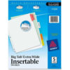 Avery WorkSaver Extra Wide Big Tab Divider Blank 9""x11"" 5 Tabs White/Multicolor