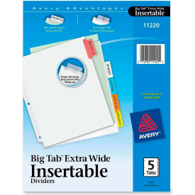 Avery WorkSaver Extra Wide Big Tab Divider Blank 9""x11"" 5 Tabs White/Multicolor