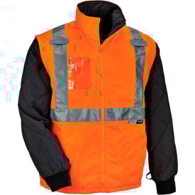 Ergodyne® GloWear® 8287 Hi-Vis Winter Jacket & Vest w/ Detachable Sleeves 3XL Orange