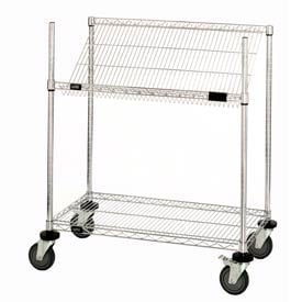 Global Industrial™ Easy Access Slant Shelf Chrome Wire Cart 48""L x 24""W x 40""H