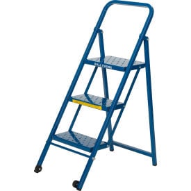 3 Step Thin Line Folding Step Ladder 300 lb. Capacity Blue - TL318
