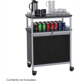 Safco 8964BL - Mobile Beverage Cart Locking Cabinet Steel Black