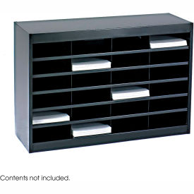 24 Compartment Steel Literature Organizer - Black