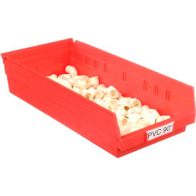 Akro-Mils Plastic Nesting Storage Shelf Bin 30158 - 8-3/8""W x 17-7/8""L x 4""H Red