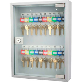 Barska CB12952 20 Keys Lock Box Gray W/ Glass Door 16""W x 13-1/2""D x 6""H Grey Aluminum