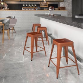 Flash Furniture 24""H Backless Counter-Height Stool - Metal - Square - Copper