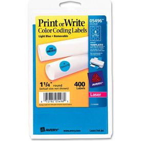 Avery® Print or Write Removable Color-Coding Labels 1-1/4"" Dia Light Blue 400/Pack